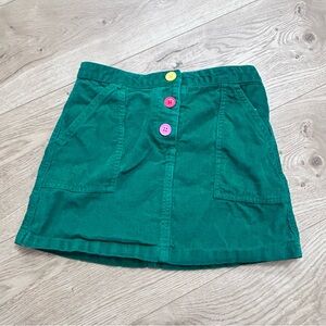Mini Boden green corduroy skirt size 7/8 multicolor buttons